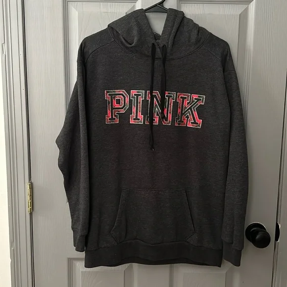 PINK Victorias Secret Oversized Foil Print Hoodie - Picture 1 of 7